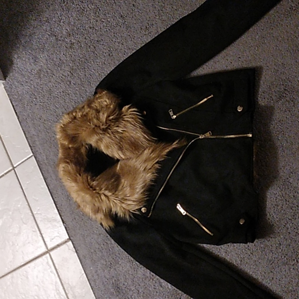 Blashe , large faux fur black jacket